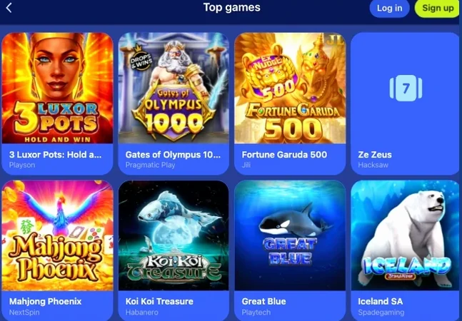 Game card showing the title, a play button and a short description