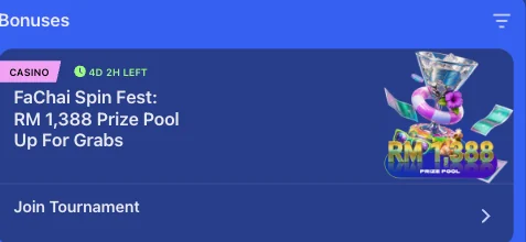 Promotion grid showing sports and live casino offer cards